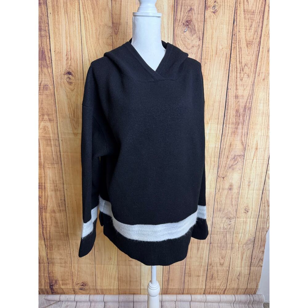 All Saints 100% Merino Wool Hoodie Sweater Black Gray Women's Size L